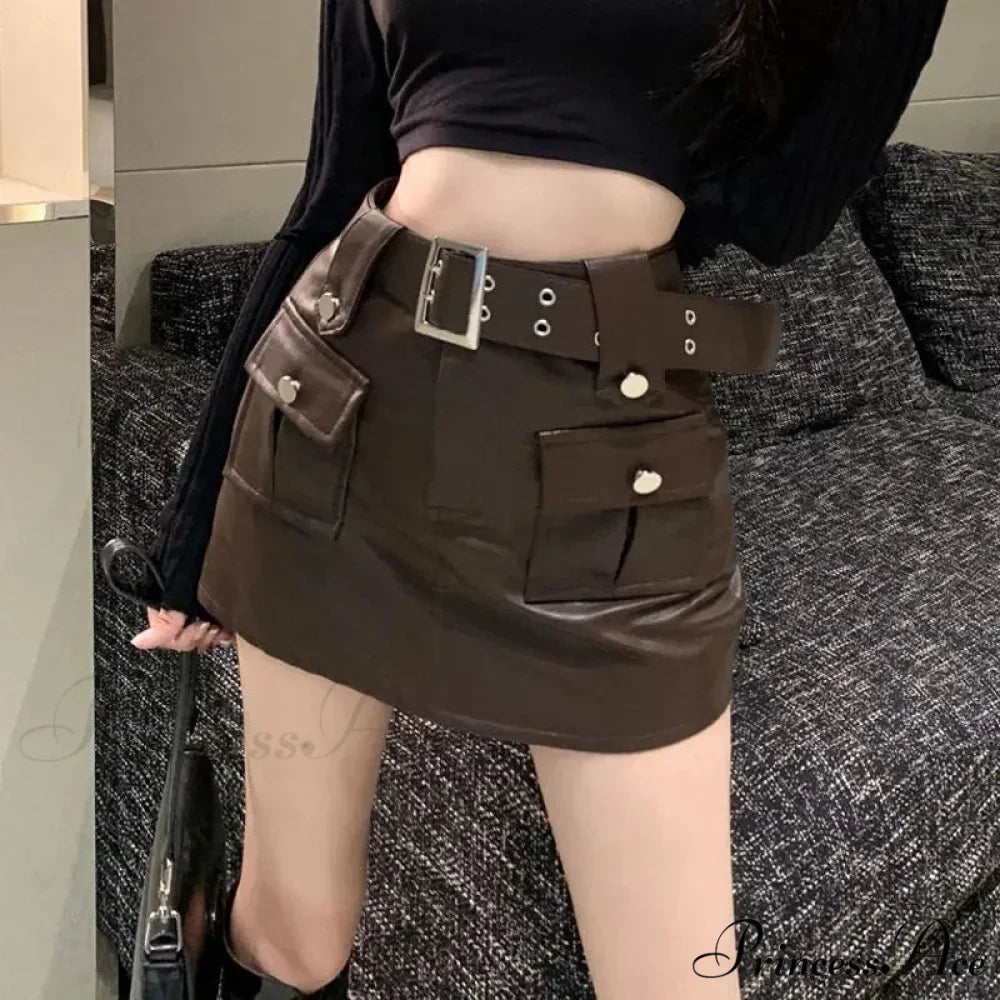Slim Pocket Encase Faux Leather Skirt