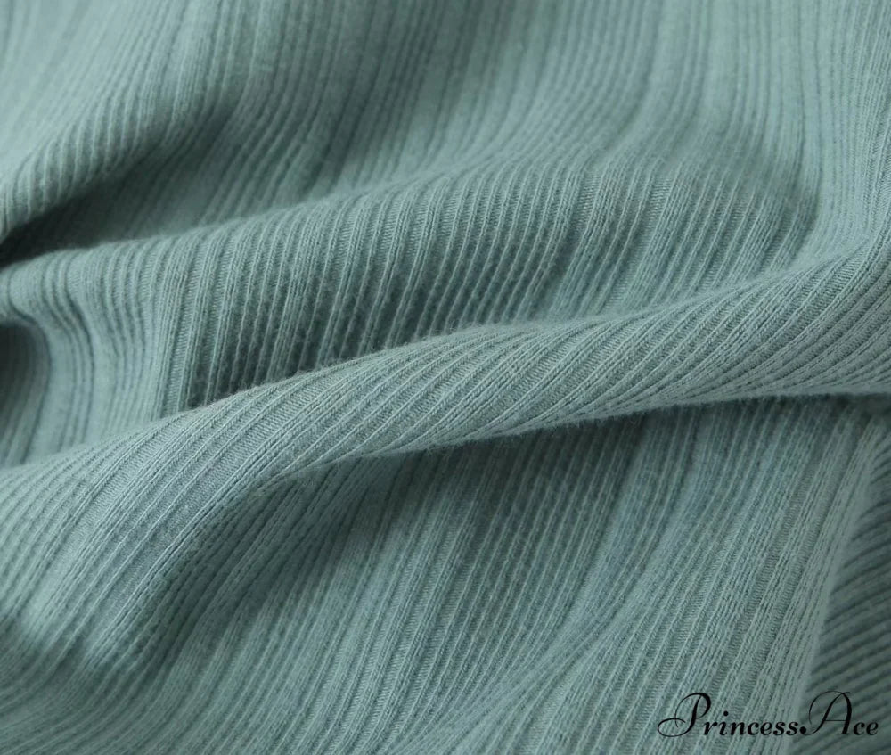 Slim T-Shirt Off-Neck Fit Long Crop Autumn Knitted Two-Tone Arm Top