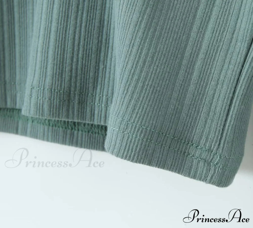 Slim T-Shirt Off-Neck Fit Long Crop Autumn Knitted Two-Tone Arm Top