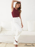 Slim Vest Sleeveless Ribbed Fit Hood Knitted