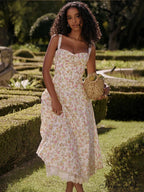 Slim Wrap Spaghetti Strap Pattern Floral Dress