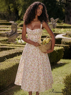 Slim Wrap Spaghetti Strap Pattern Floral Dress