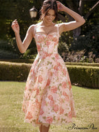 Slim Wrap Spaghetti Strap Pattern Floral Dress