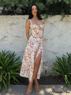 Slim Wrap Spaghetti Strap Pattern Floral Dress