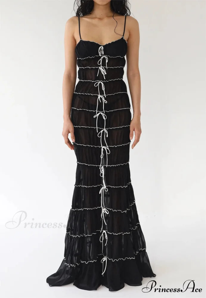 Sling Folded Sheer Mini Dress