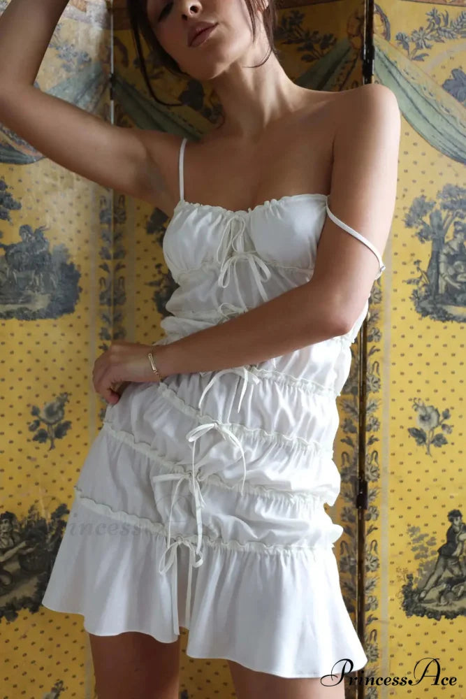 Sling Folded Sheer Mini Dress