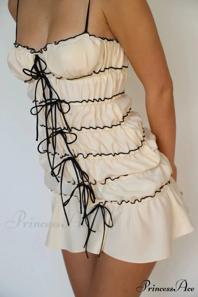 Sling Folded Sheer Mini Dress