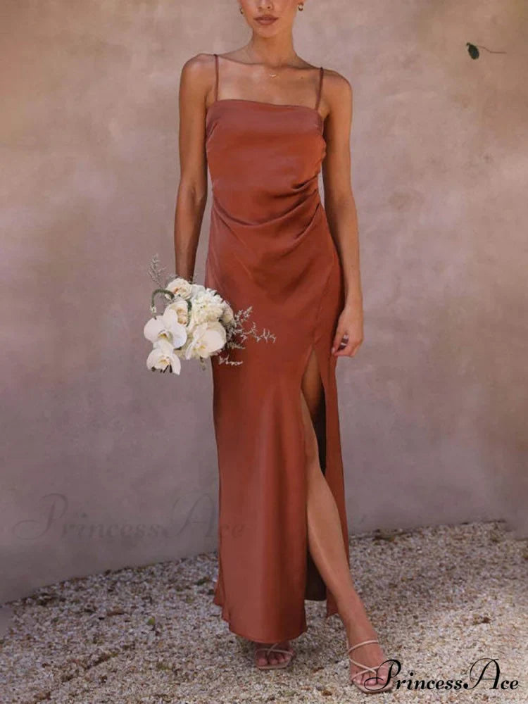 Slit Elegant Suspender Dress