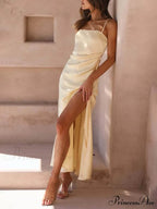 Slit Elegant Suspender Dress