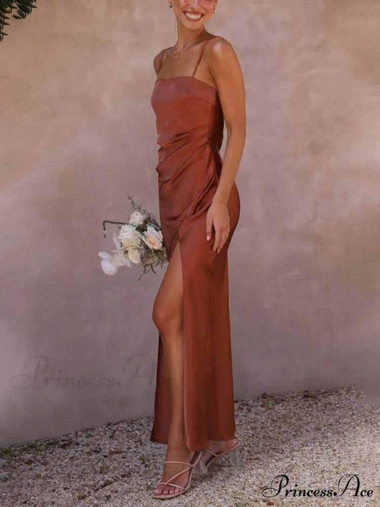 Slit Elegant Suspender Dress