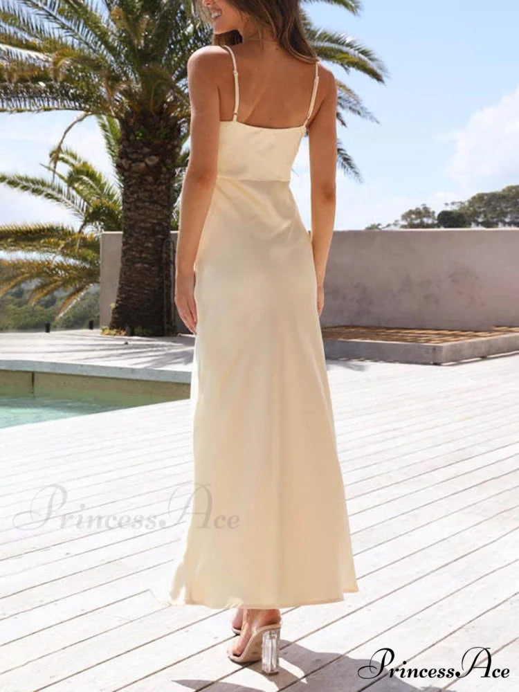 Slit Elegant Suspender Dress