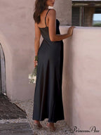 Slit Elegant Suspender Dress