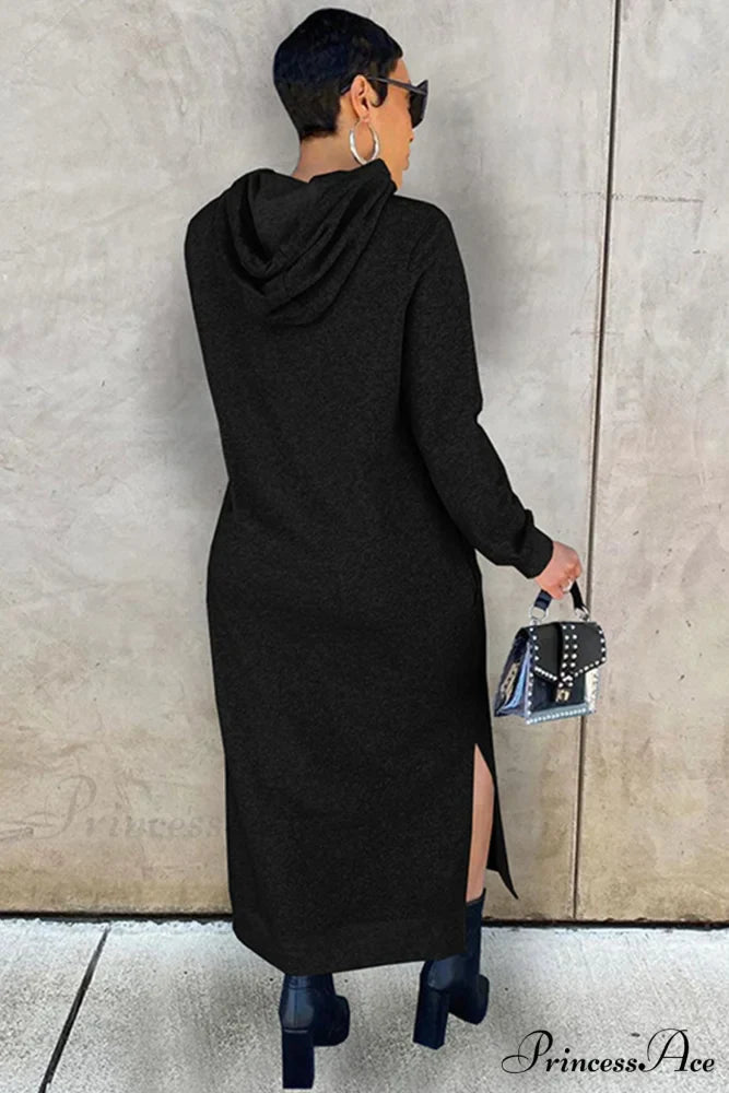 Slit Hem Hoodie Dress