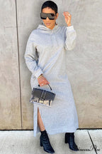 Slit Hem Hoodie Dress