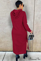 Slit Hem Hoodie Dress
