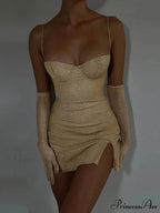 Slit Spaghetti Strap Fashion Mini Dress