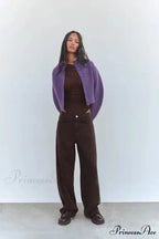 Sluggish Baggy Tall Neck Long Sleeve Cardigan