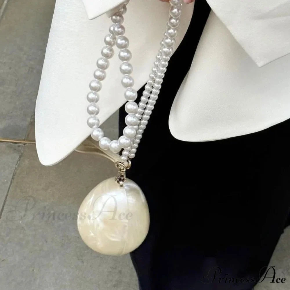 Small Acrylic Egg Pouch Beaded Strap Evening Purse