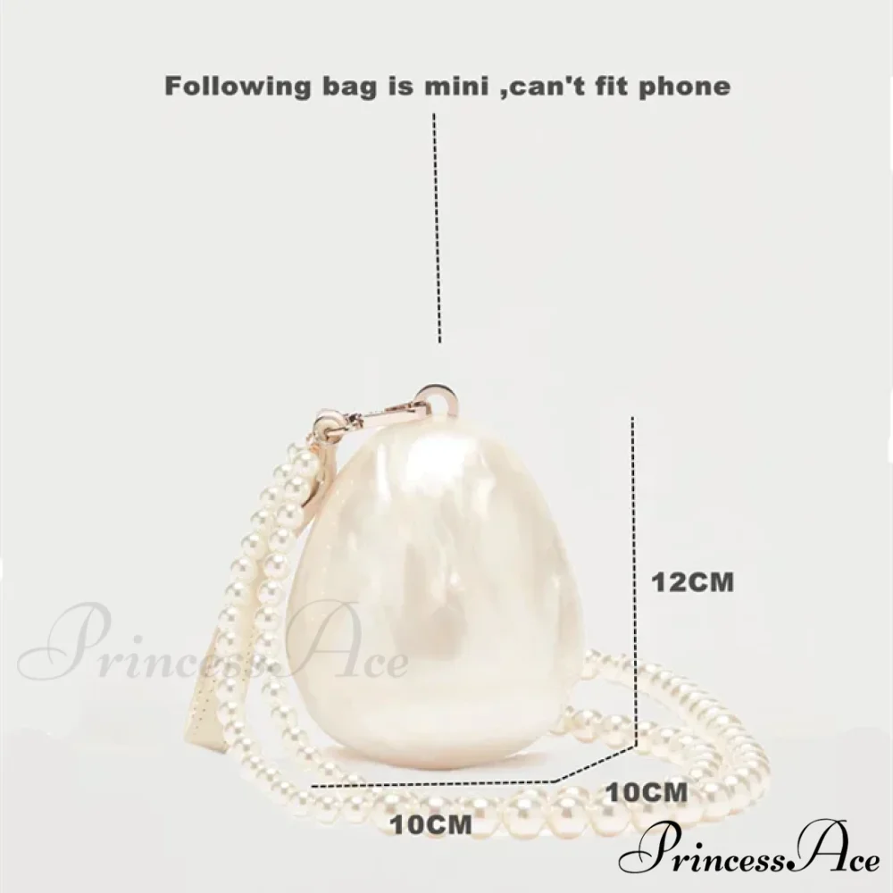 Small Acrylic Egg Pouch Beaded Strap Evening Purse