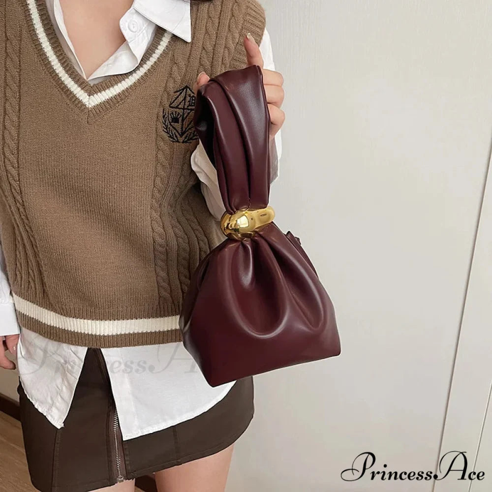 Small Dumpling Faux Leather Clutch Wristlet