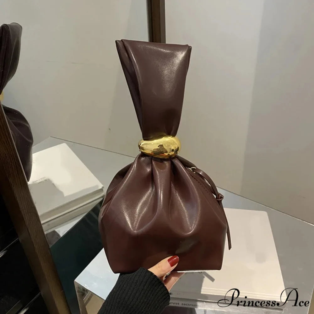 Small Dumpling Faux Leather Clutch Wristlet