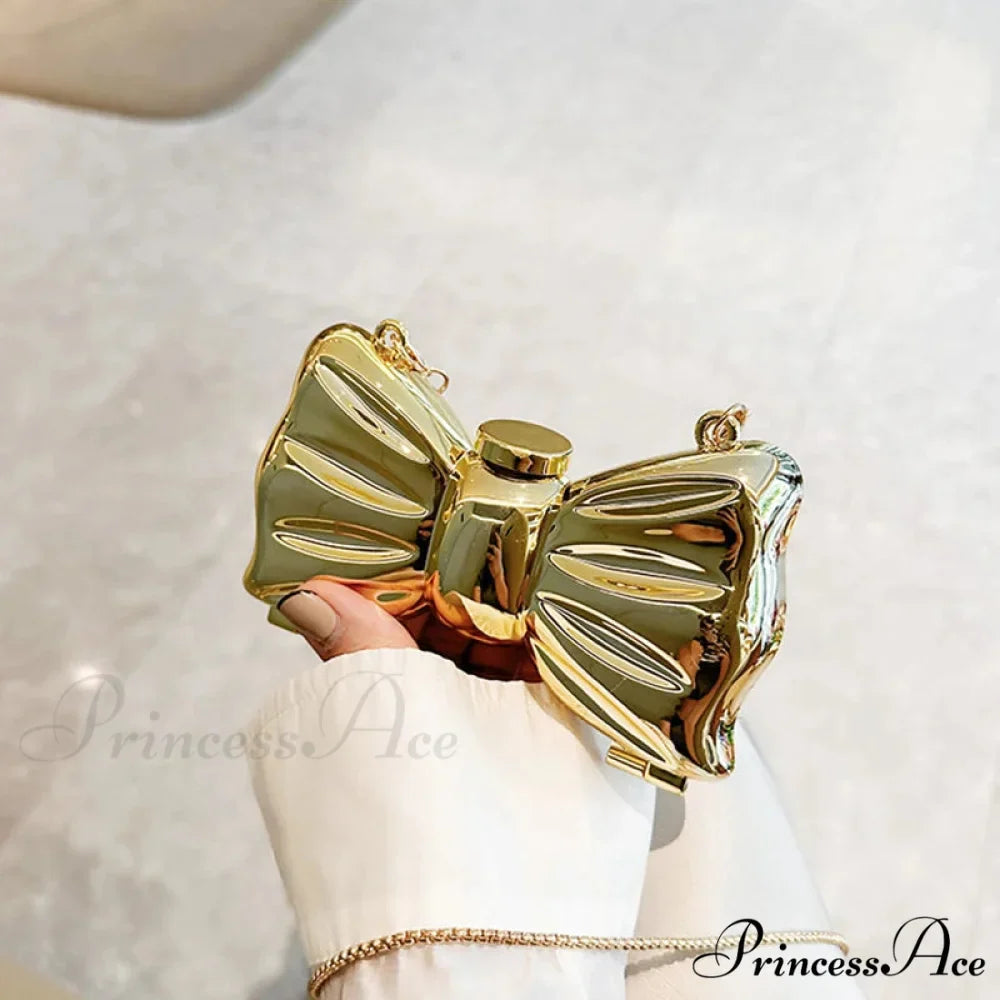 Small Night Bow Metal Crossbody Purse Celebration Marriage Handbag