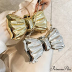 Small Night Bow Metal Crossbody Purse Celebration Marriage Handbag