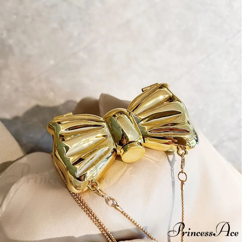 Small Night Bow Metal Crossbody Purse Celebration Marriage Handbag