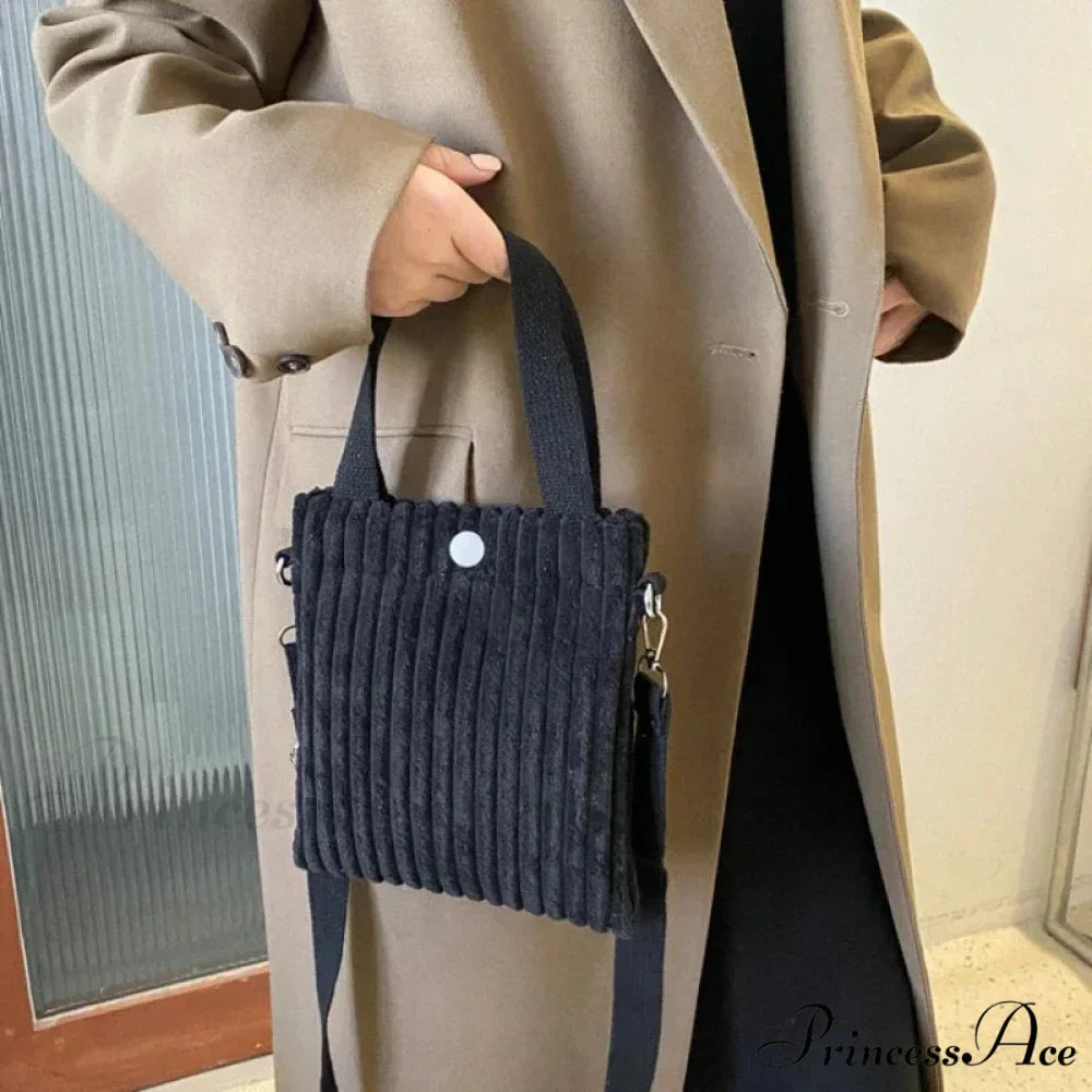 Small Ribbed Zipper Shoulder Bag Spring Purse