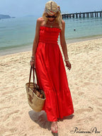 Smocked Bust Off Charming Shoulder Vacation Maxi Dress