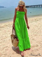 Smocked Bust Off Charming Shoulder Vacation Maxi Dress