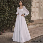 Smooth Chiffon Sleeve Open-Back Wedding Gown