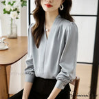 Smooth Chiffon V-neck Gentle Casual Blouse for Office