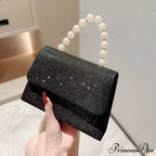 Smooth Evening Clutch Golden Pearl Chain Purse