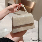 Smooth Evening Clutch Golden Pearl Chain Purse