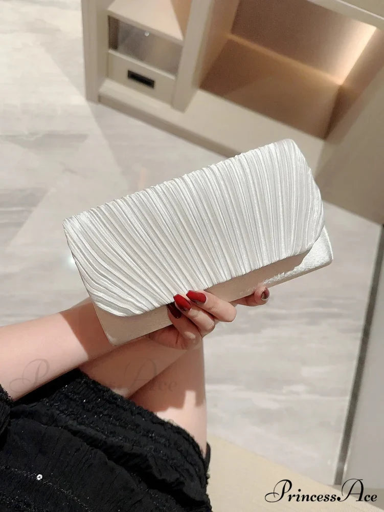 Smooth Folded Crystal Wedding Evening Clutch Bag