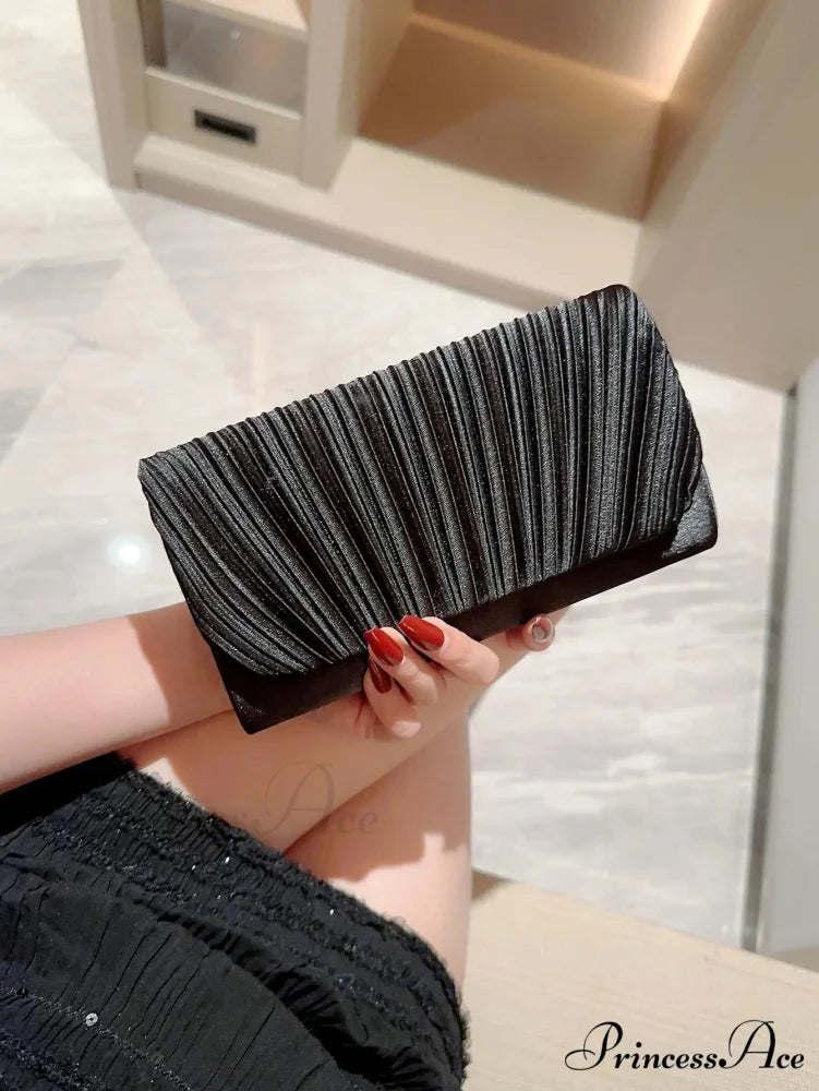 Smooth Folded Crystal Wedding Evening Clutch Bag