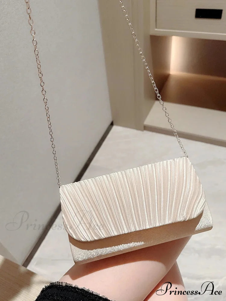 Smooth Folded Crystal Wedding Evening Clutch Bag