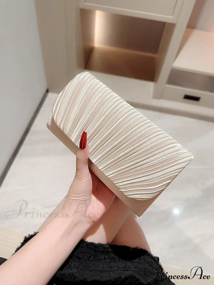 Smooth Folded Crystal Wedding Evening Clutch Bag