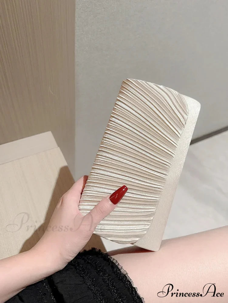 Smooth Folded Crystal Wedding Evening Clutch Bag