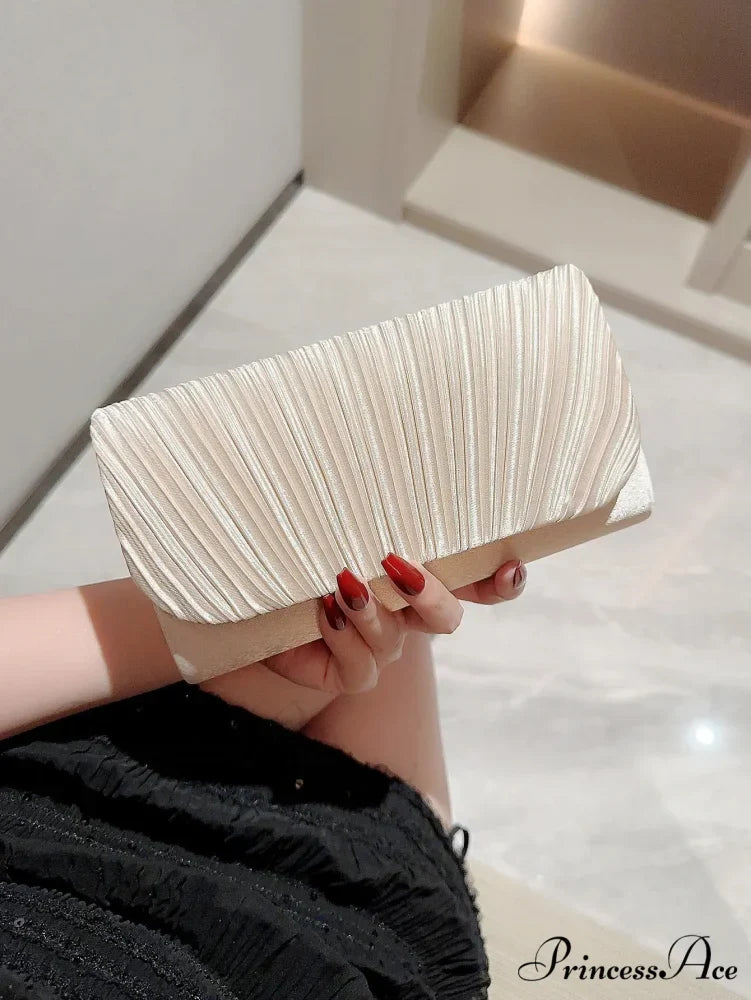 Smooth Folded Crystal Wedding Evening Clutch Bag