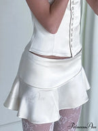 Smooth Frill Border Button Skirt