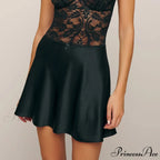 Smooth Lace Ribbon Flared Skirt