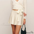 Smooth Lace Ribbon Flared Skirt