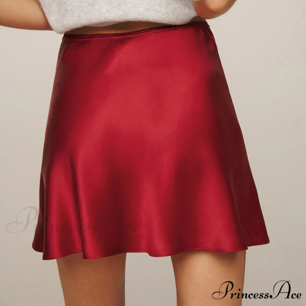 Smooth Lace Ribbon Flared Skirt