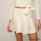 Smooth Lace Ribbon Flared Skirt