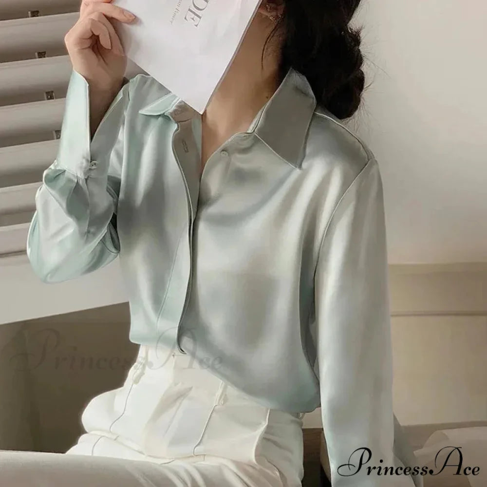 Smooth Long Sleeve French Style Office Lady Blouse