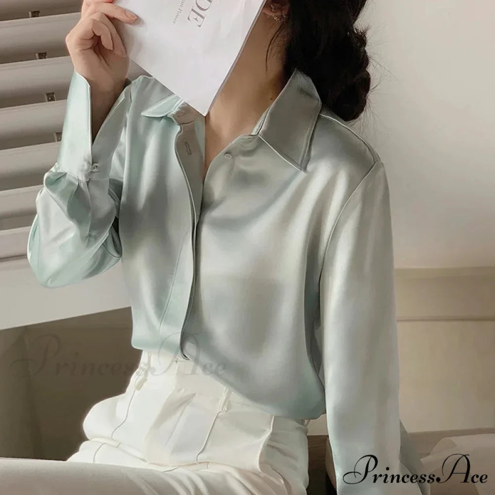 Smooth Long Sleeve French Style Office Lady Blouse