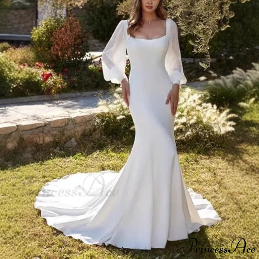 Smooth Mermaid Outdoor Bridal Wedding Gown