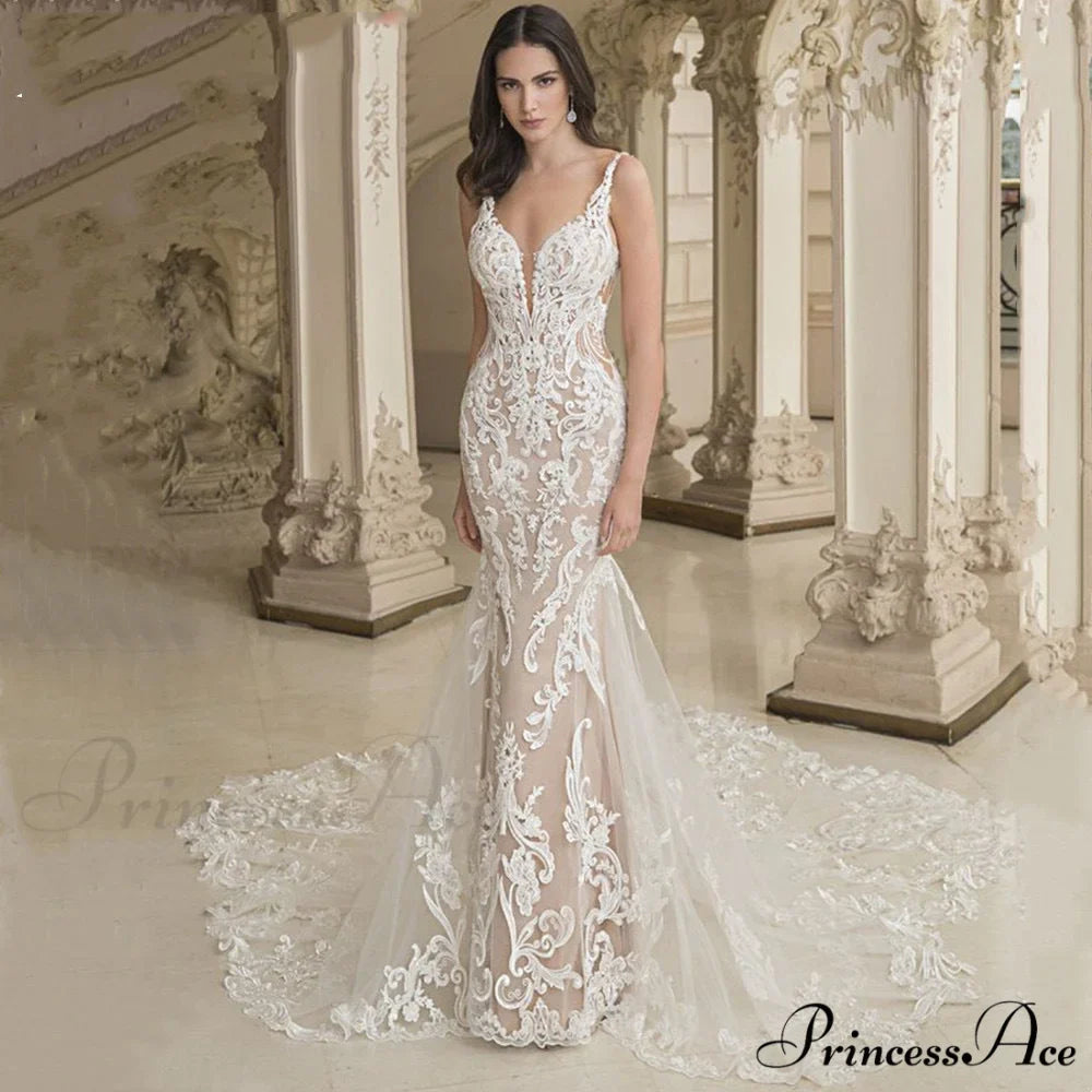 Smooth Mermaid Strap Wedding Gown
